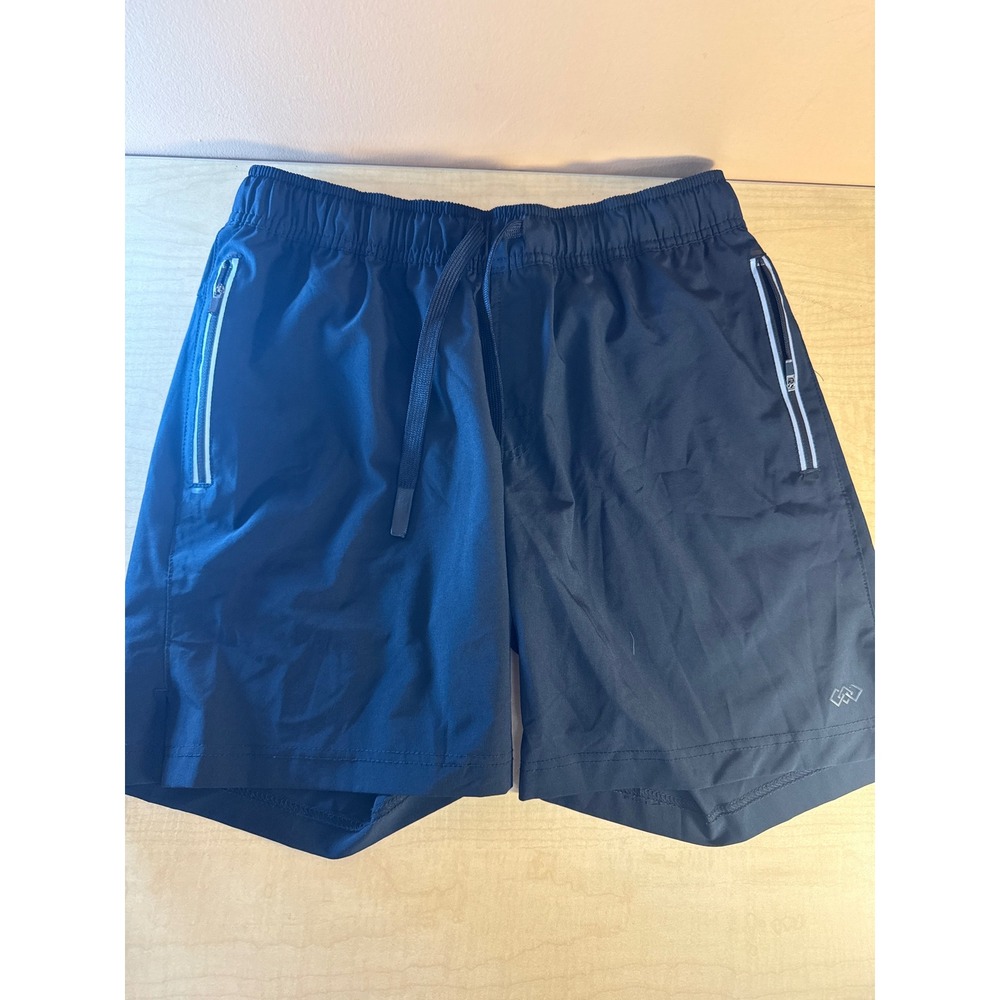 LEG3ND Mens Athletic Shorts Black Drawstring Zipper Pockets Size Medium